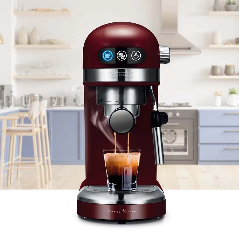 Machine à expresso 19 bars avec buse inox LITTLE VENICE bordeaux Kitchencook - miniature 3 - Zenkaa