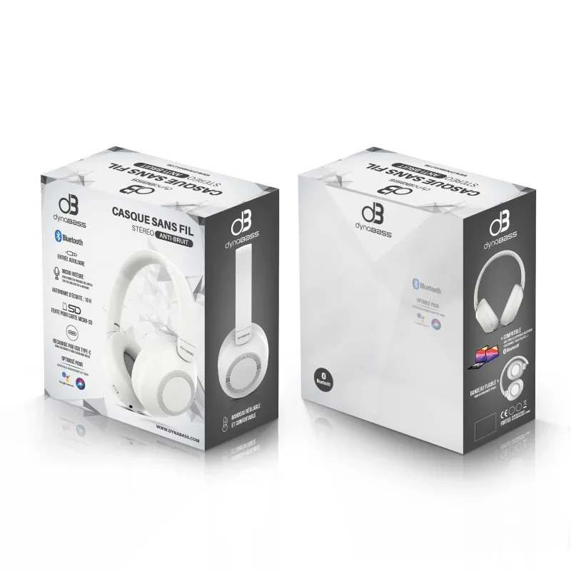 Dynabass - DBX560 WHITE - Casque Bluetooth ANC - Bluetooth 5.3 - Réduction de bruit 40dB - 11h autonomie - miniature 6 - Zenkaa