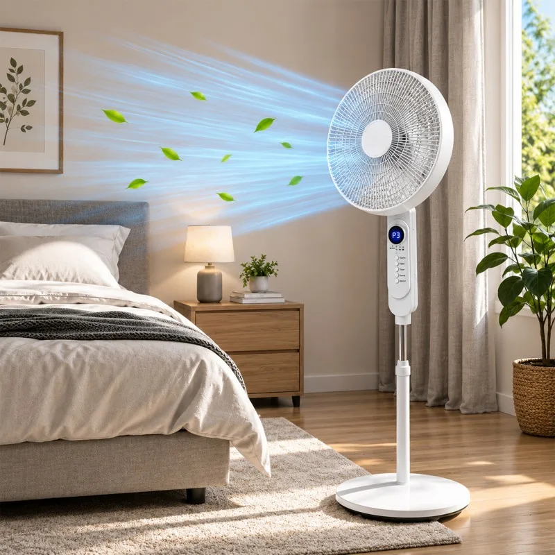 Ventilateur sur Pied avec Télécommande et Écran LED 40 cm – 45W - miniature 2 - Zenkaa
