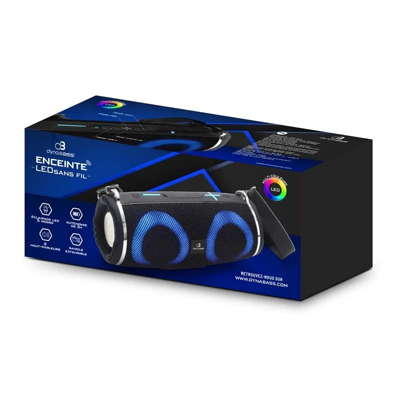 Dynabass - DBE30_BLACK - Noir - Enceinte Bluetooth LED - 10W - BT 5.3 - Sangle portable - miniature 5 - Zenkaa