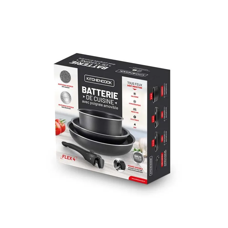 Kitchencook FLEX 4 - Batterie de cuisine aluminium 4 pièces avec poignée amovible - miniature 8 - Zenkaa