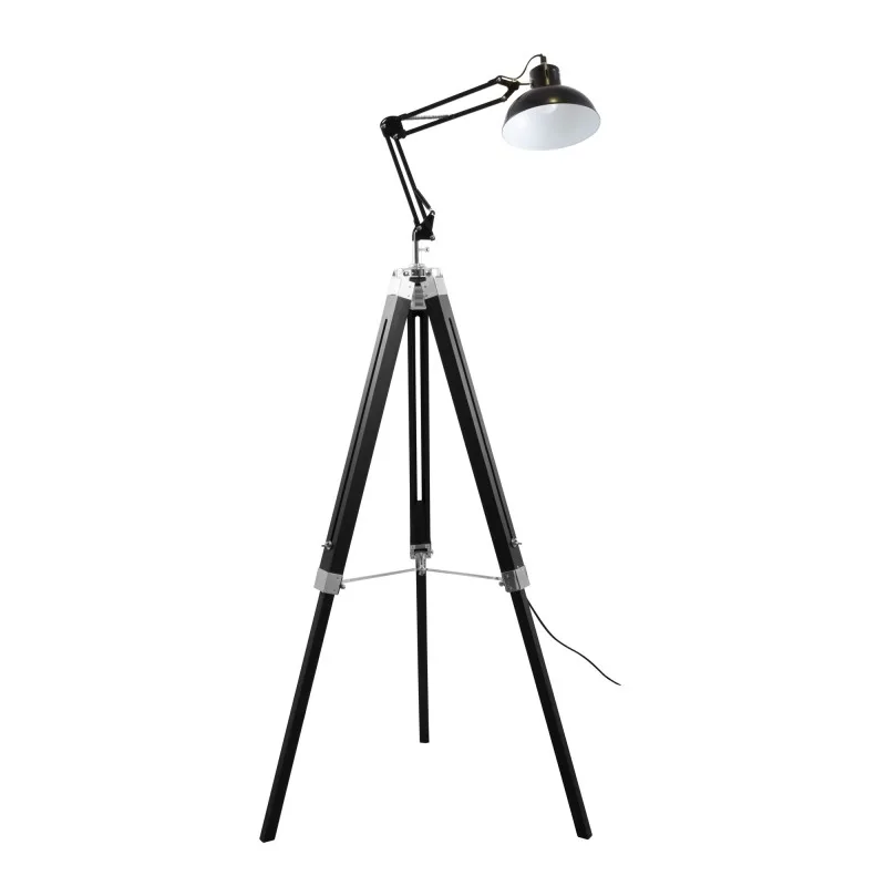 Gasoline - OFFICE Noir - Lampadaire décoratif - Bois et métal - Pied 170 cm - Abat-jour 20 cm - miniature 2 - Zenkaa
