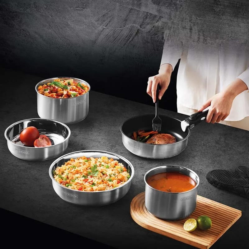 Batterie de cuisine inox anti adhésif 8 Pcs TFI FLEX8 IX De Kitchencook - miniature 2 - Zenkaa
