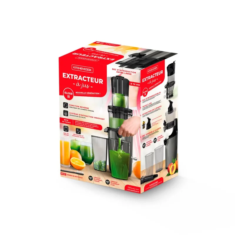 Kitchencook - Extracteur de jus ELIXIR II - 160 W 50-70 tr/min - 3 accessoires - miniature 5 - Zenkaa