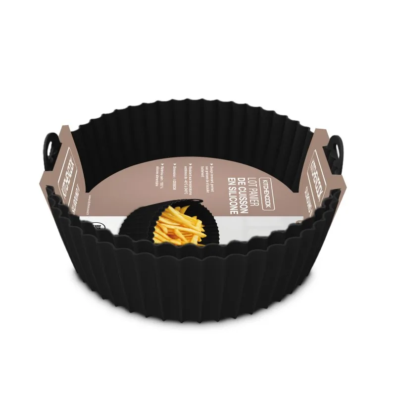 Nufry - SILROUND2_BLACK - Lot de 2 moules silicone ronds Air Fryer - miniature 2 - Zenkaa