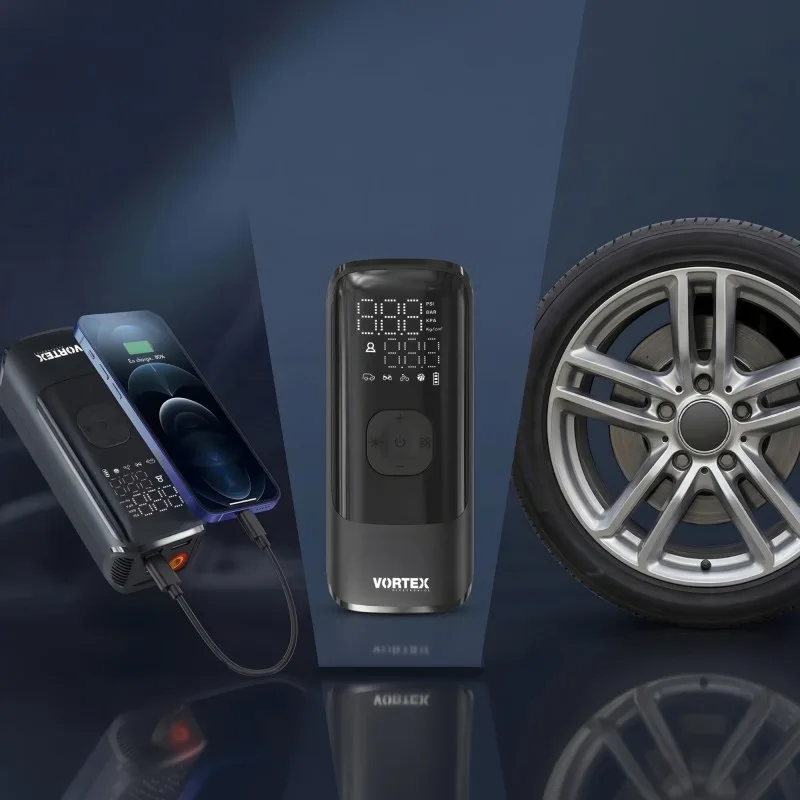 Vortex- AIR SAVER - Compresseur d’air portatif - Powerbank intégrée - Lampe torche LED - 150 PSI - miniature 9 - Zenkaa