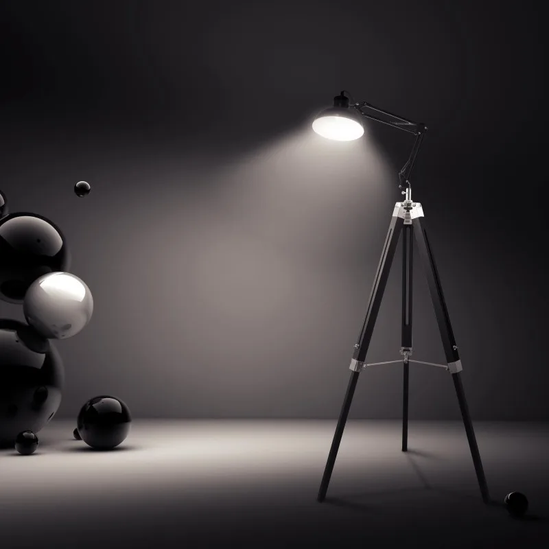 Gasoline - OFFICE Noir - Lampadaire décoratif - Bois et métal - Pied 170 cm - Abat-jour 20 cm - miniature 8 - Zenkaa