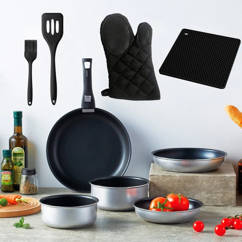 Batterie de cuisine 10 pcs aluminium anti adhésif TFI TITANE10 Kitchencook - miniature 10 - Zenkaa