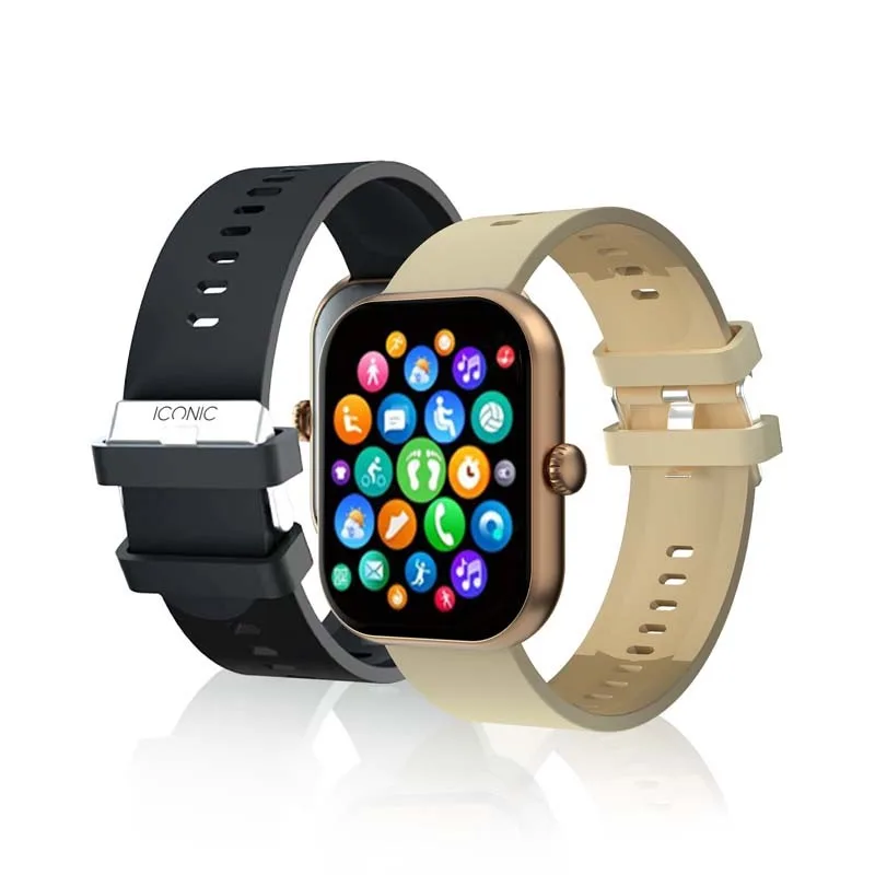 MONTRE CONNECTÉE CADRAN GOLD 2 BRACELETS SILICONE NOIR ET BEIGE INWATCH II GOLD ICONIC - miniature 7 - Zenkaa
