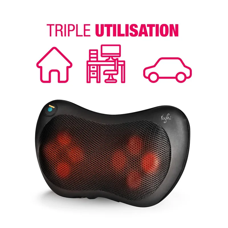 Yoghi – Coussin de massage Shiatsu – Noir - 8 têtes – Chauffant – Multiusage – 20W - miniature 2 - Zenkaa