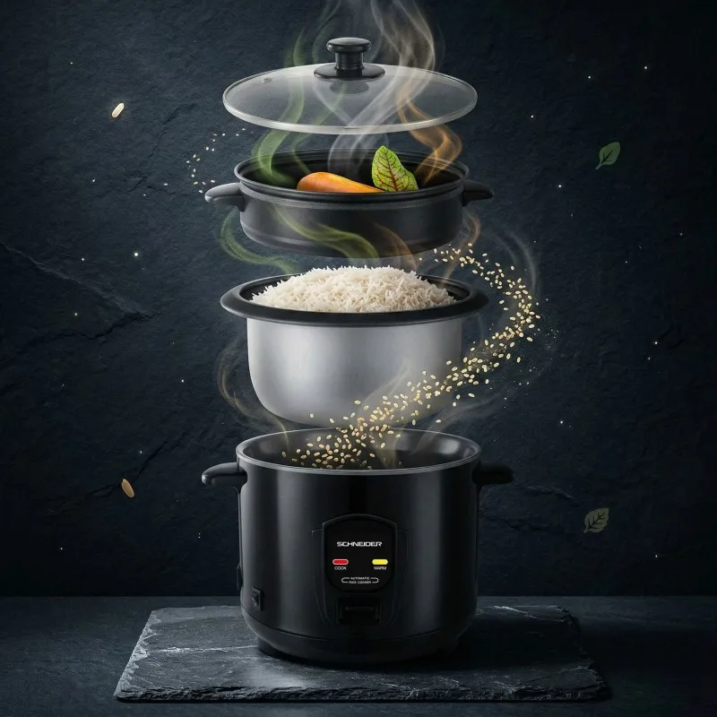 Schneider - Cuiseur à riz SOUFFLE DE RIZ - 700 W 1,8 L - Panier vapeur - miniature 2 - Zenkaa