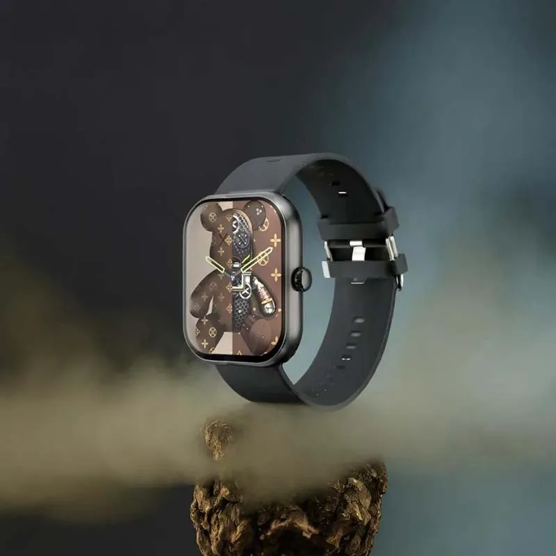 MONTRE CONNECTÉE CADRAN NOIR 2 BRACELETS SILICONE NOIR ET KAKI INWATCH II BLACK ICONIC - miniature 3 - Zenkaa
