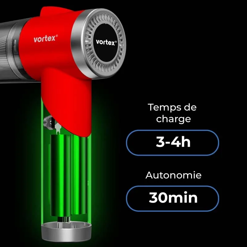 Vortex - CRC90 Red - Aspirateur à main sans fil pliable avec LED et accessoires - miniature 6 - Zenkaa