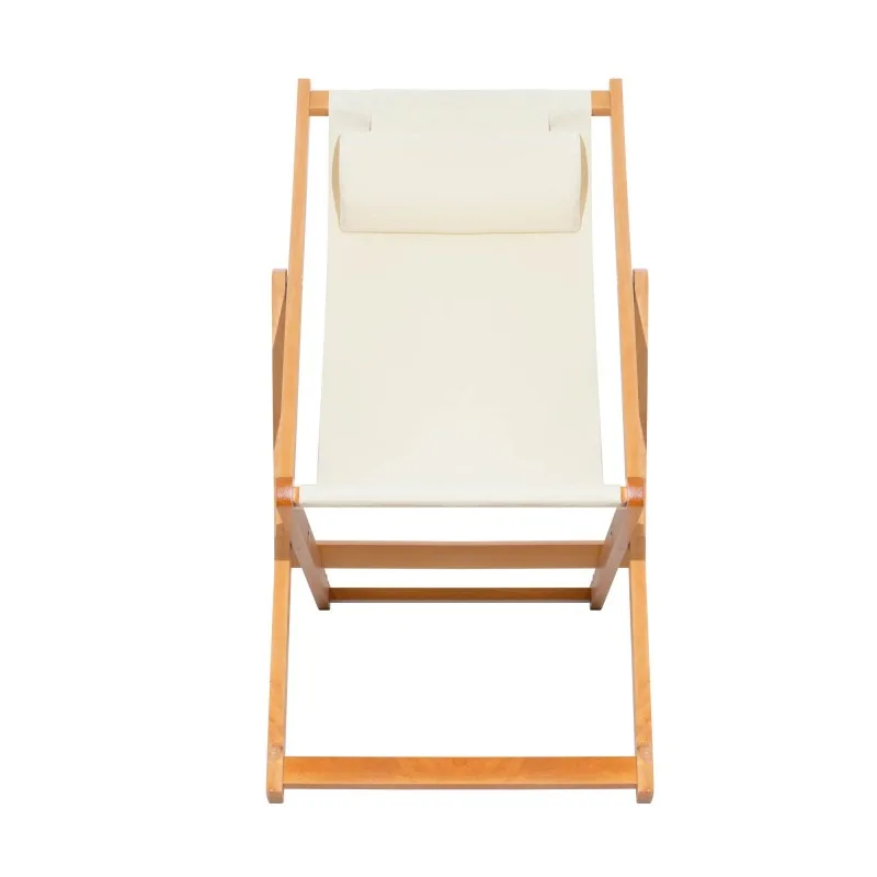 CHILIENNE PLIANTE INCLINABLE EN BOIS DE PEUPLIER CHILI BEIGE MOBILIER RAINEAU - miniature 2 - Zenkaa