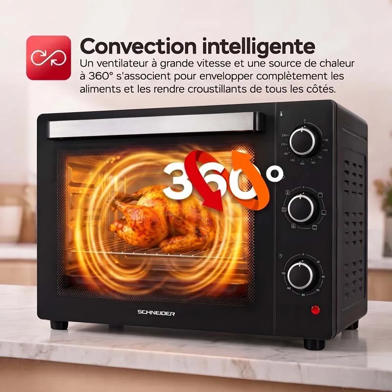 Schneider - SCEO2345CTB - Noir - Four électrique 45 L posable - Chaleur tournante - 1700 W - miniature 4 - Zenkaa