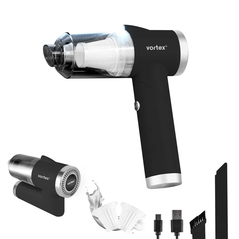 Vortex - CRC90 Black - Aspirateur à main sans fil pliable avec LED et accessoires - miniature 2 - Zenkaa