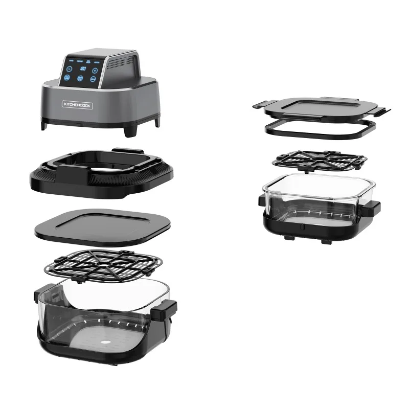 KitchenCook - CrispX - Friteuse à air panoramique 2 récipients verre - miniature 3 - Zenkaa