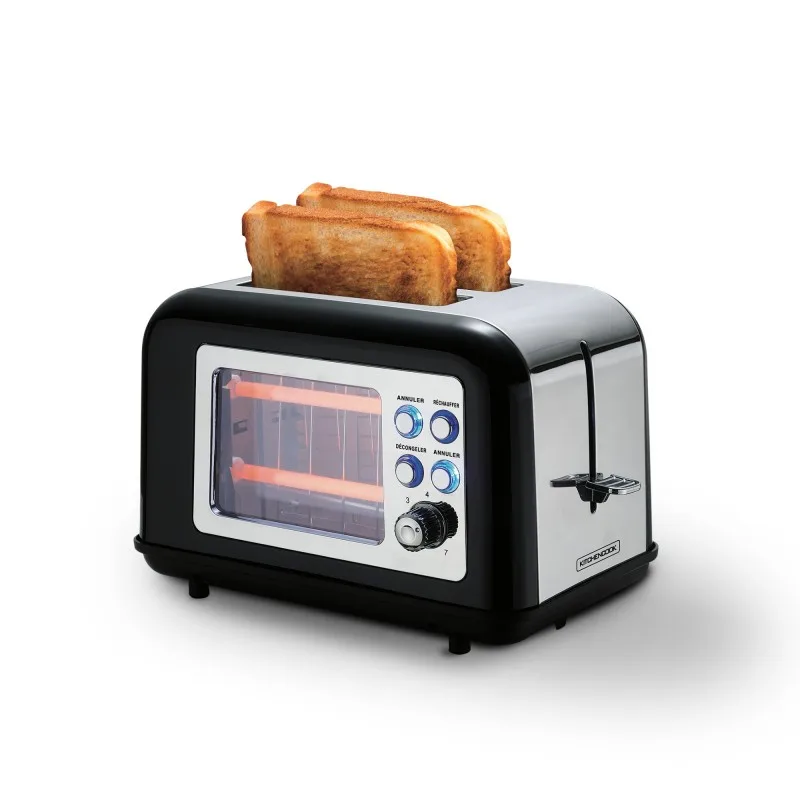 Kitchencook - TOASTEO_GLASS_BLACK - Grille-pain avec fenêtre - 2 larges fentes - 800 W - Noir - miniature 3 - Zenkaa