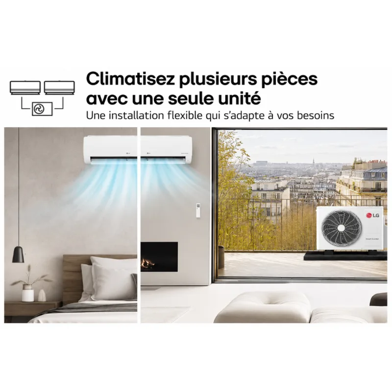 Climatiseur Multi Split LG 2-en-1 Réversible – 9000 + 12000 BTU – A++ – WIFI - miniature 9 - Zenkaa