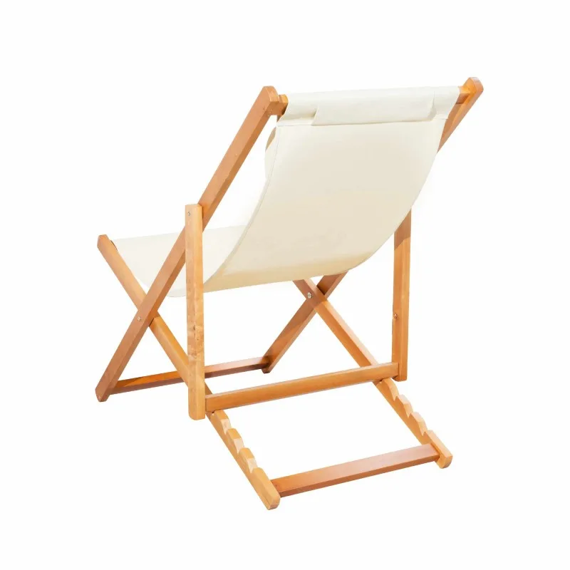 CHILIENNE PLIANTE INCLINABLE EN BOIS DE PEUPLIER CHILI BEIGE MOBILIER RAINEAU - miniature 5 - Zenkaa