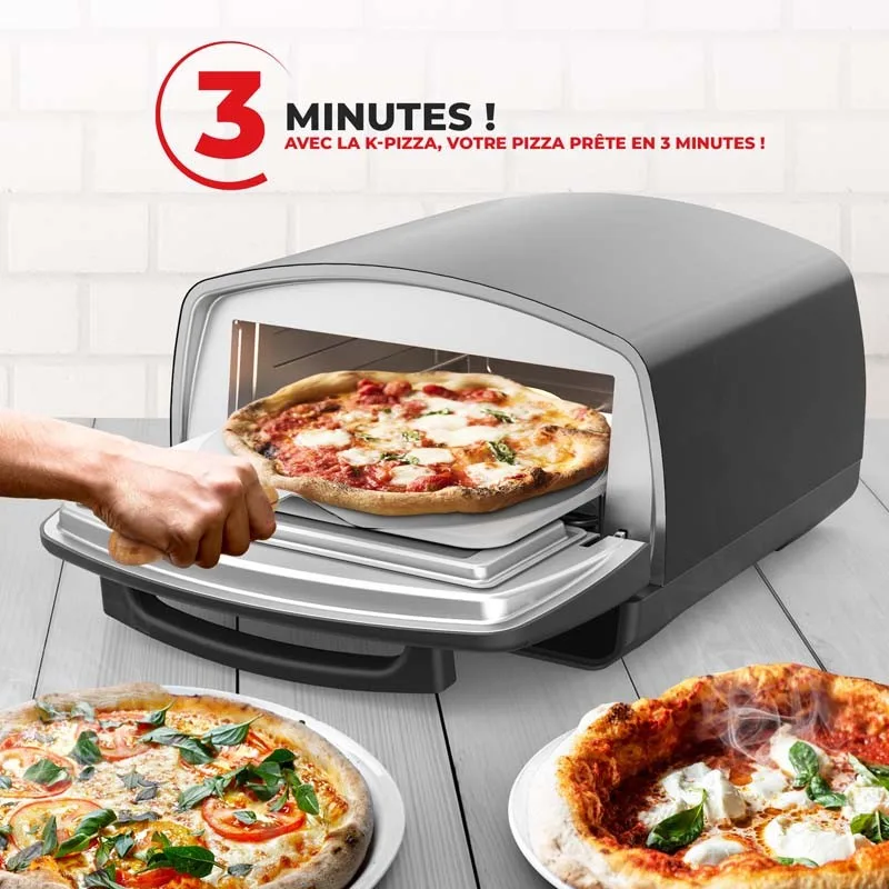 KITCHENCOOK - Four à Pizza - 2000W - Jusqu'à 450°C - 12 Programmes - Plaque de cuisson en émail, Pelle et Coupe pizza en Inox - miniature 3 - Zenkaa
