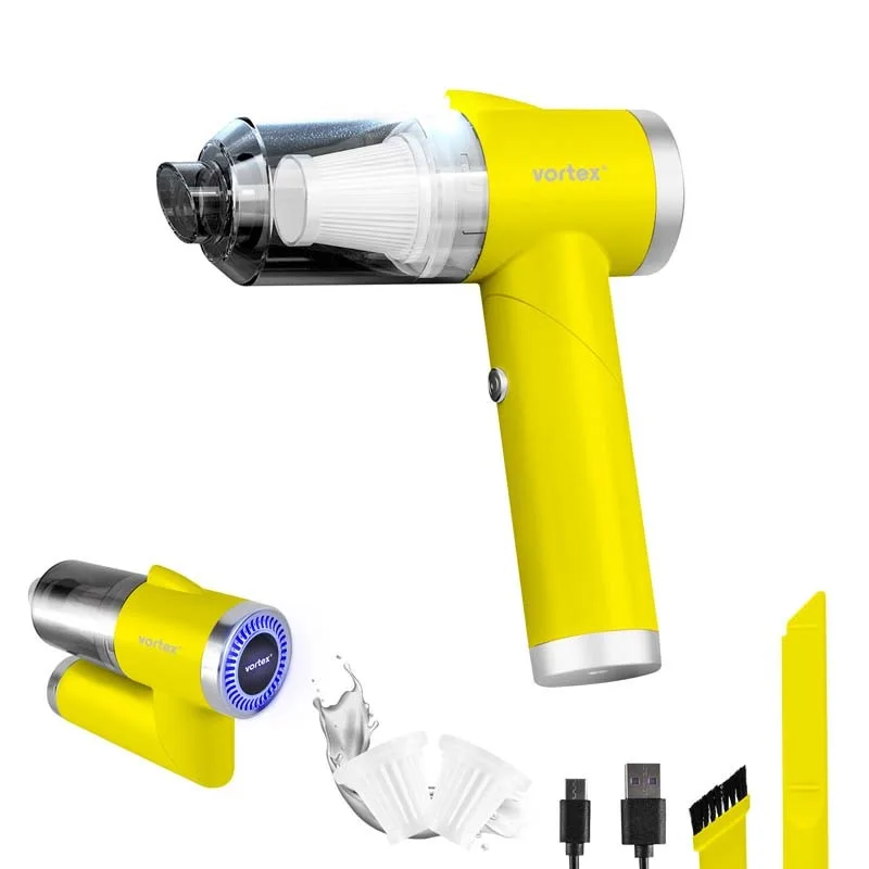 Vortex - CRC90 Yellow - Aspirateur à main sans fil pliable avec LED et accessoires - miniature 2 - Zenkaa