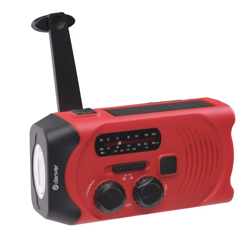 Denver - SCR-2000 - Radio portable solaire et manivelle - AM/FM - Lampe LED 1W - Batterie 2000mAh - Charge USB - Sirène SOS - miniature 3 - Zenkaa