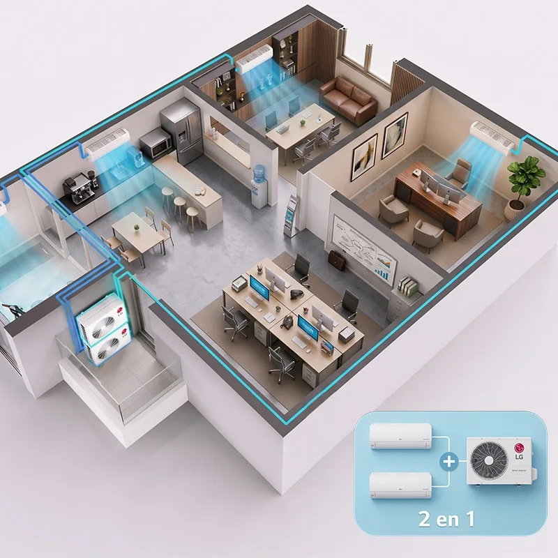 Climatiseur Multi Split LG 2-en-1 Réversible – 9000 + 12000 BTU – A++ – WIFI - miniature 5 - Zenkaa