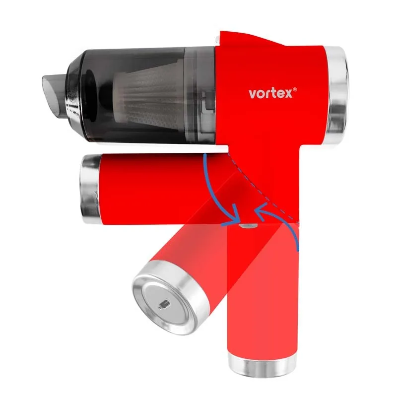 Vortex - CRC90 Red - Aspirateur à main sans fil pliable avec LED et accessoires - miniature 9 - Zenkaa