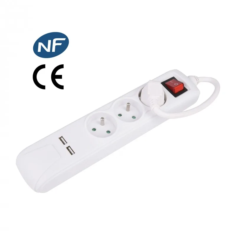 Lot de 3 Blocs blanc 3 prises + interrupteur + 2 ports USB FNBKU03_WHITE_X3 de la marque Pullman - miniature 2 - Zenkaa