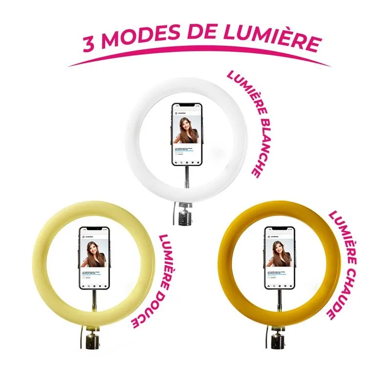 Trépied selfie avec anneau lumineux 3 couleurs RL1 Wi Light - miniature 5 - Zenkaa