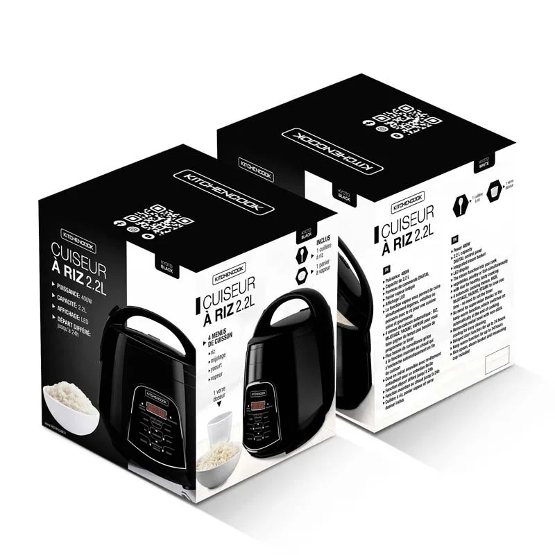 Kitchencook - Cuiseur à riz 2.2L - Panier vapeur intégré - 400W - 4 menus de cuisson automatique - Départ différé - Noir - miniature 6 - Zenkaa
