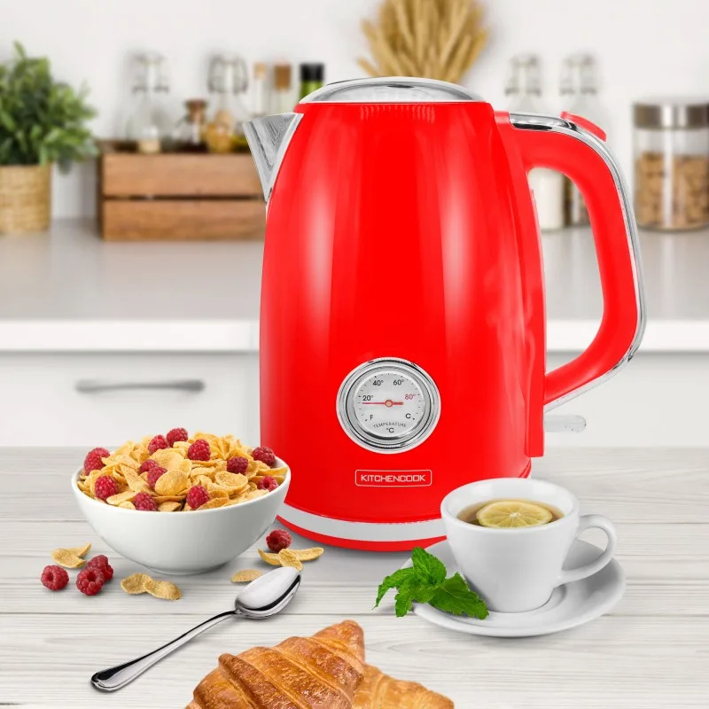 Kitchencook - RETRO_TEA_RED - Rouge - Bouilloire rétro 1,7 L - Thermomètre intégré - 2200 W - miniature 2 - Zenkaa