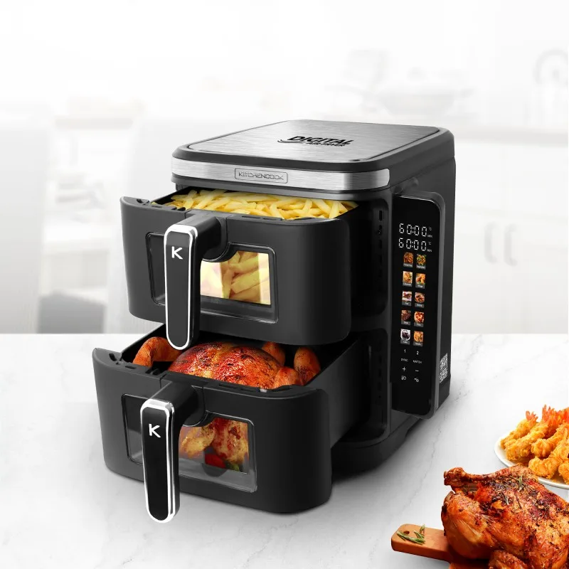 Friteuse à air double 12L 2800W AIRFLOW12 W LED AIRFLOW Kitchencook - miniature 5 - Zenkaa
