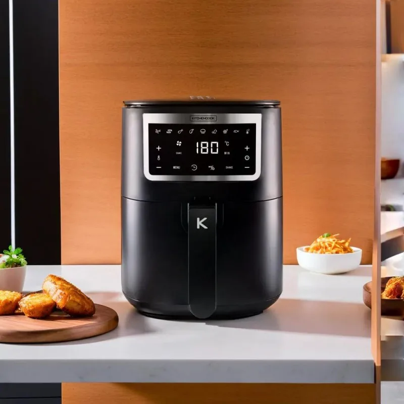 Kitchencook - Friteuse Sans Huile 4L - 8 programmes - Minuterie Numérique - Thermostat Réglable - 1400w - Noir - miniature 3 - Zenkaa