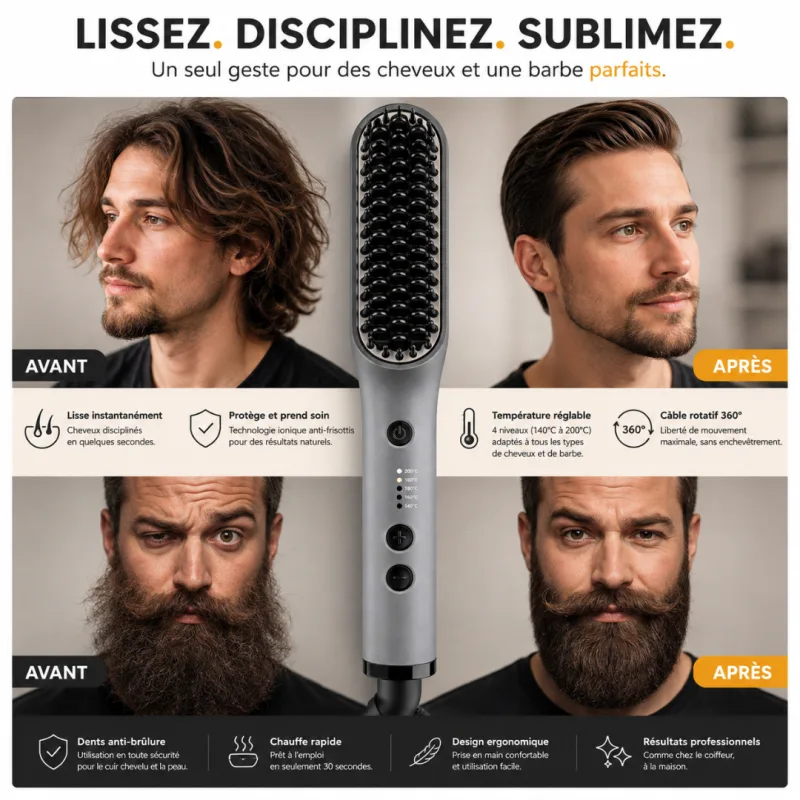 Lisseur homme cheveux et barbe SPEED BARBER III Gris Becker - miniature 5 - Zenkaa