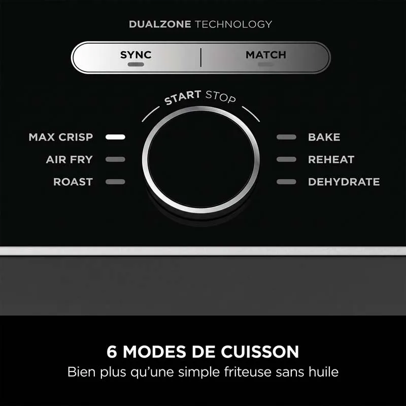 Ninja - AF400EU - Noir Argent - Friteuse sans huile double tiroir 9,5L - 6 programmes - miniature 4 - Zenkaa
