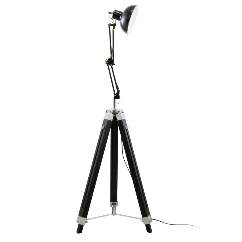 Gasoline - OFFICE Noir - Lampadaire décoratif - Bois et métal - Pied 170 cm - Abat-jour 20 cm - miniature 4 - Zenkaa