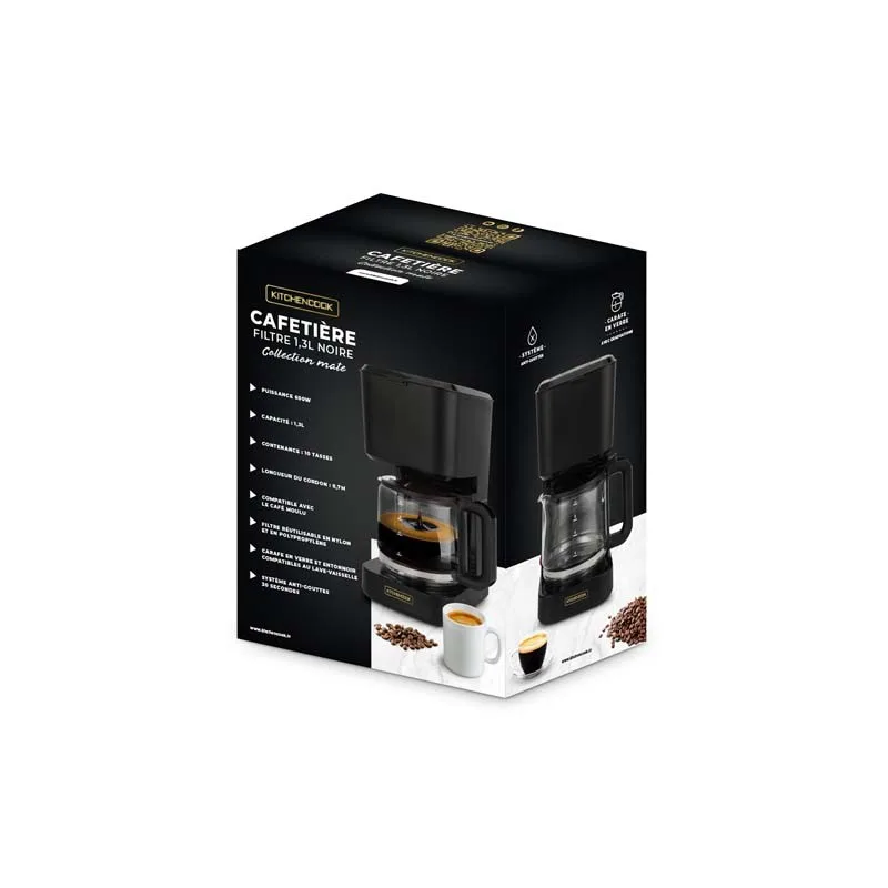 Kitchencook - MATT_COFFEE - Noir mat - Cafetière filtre 1,3 L - 10 tasses - Maintien au chaud - miniature 9 - Zenkaa