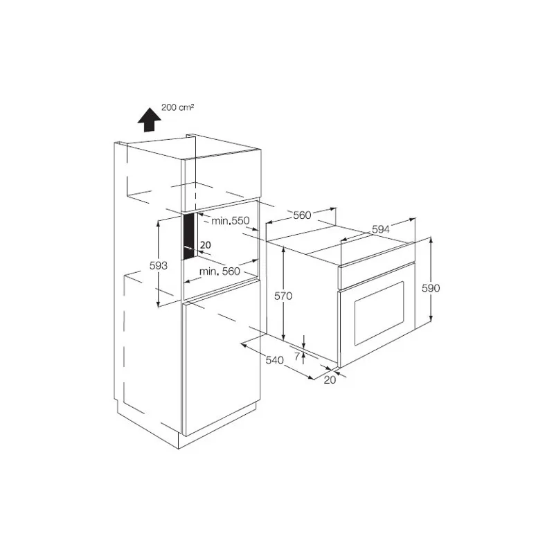 Zanussi - IZOB580X - Gris - Four encastrable 53 L multifonction - Classe A - 2500 W - miniature 2 - Zenkaa