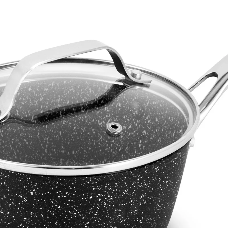 CASSEROLE ALUMINIUM FORGE 20CM 2.2L EFFET PIERRE COUVERCLE VERRE TFI HIGHT_CAS20TFI DURAND DUPONT - miniature 3 - Zenkaa