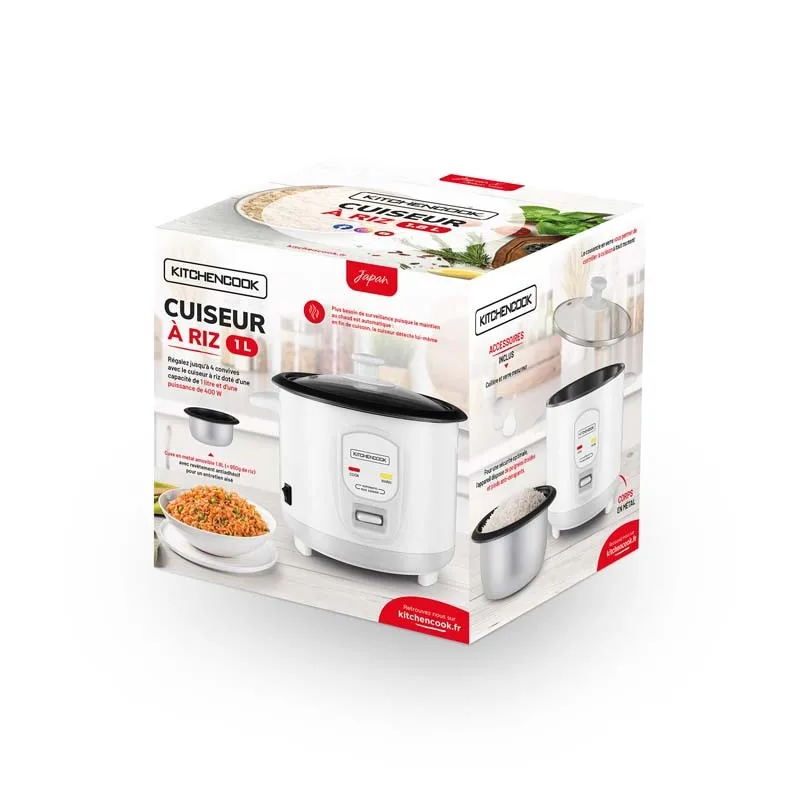 Kitchencook - Cuiseur à riz 1L - 400W - Cuve métal - Maintien au chaud - Corps en métal - Revêtement antiadhésif - miniature 8 - Zenkaa