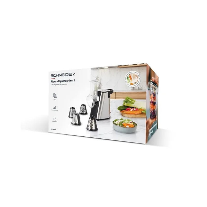 Schneider - SCFP34200X - Inox - Râpe électrique - 200 W - 4 cônes - miniature 6 - Zenkaa