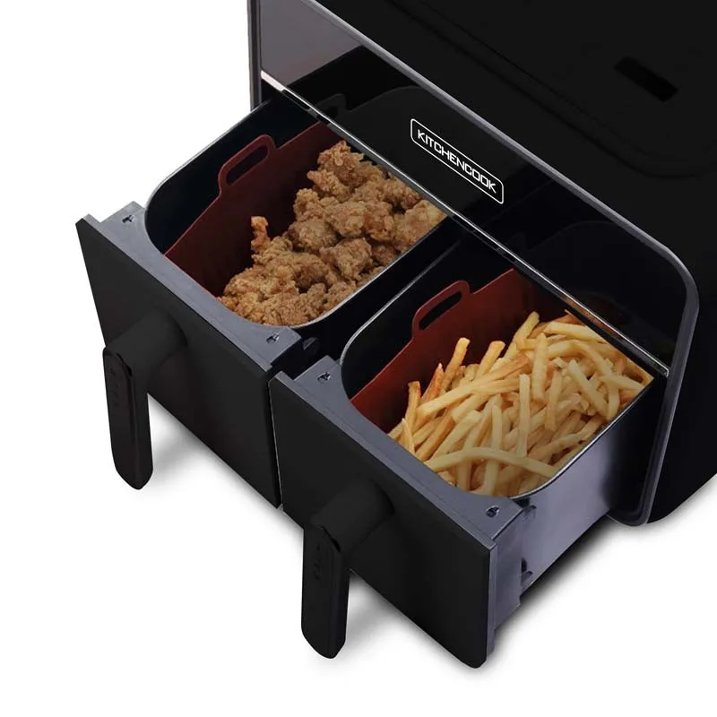 Kitchencook - SILPOT2 RED - Lot de 2 paniers cuisson silicone Air Fryer - miniature 6 - Zenkaa