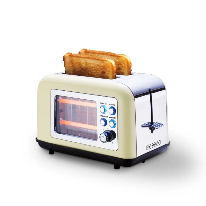 Kitchencook - TOASTEO_GLASS_BEIGE - Grille-pain avec fenêtre - 2 larges fentes - 800 W - Beige - miniature 2 - Zenkaa