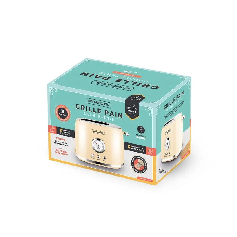 Grille pain style rétro double fentes RETRO TOAST crème Kitchencook - Reconditionné - miniature 8 - Zenkaa
