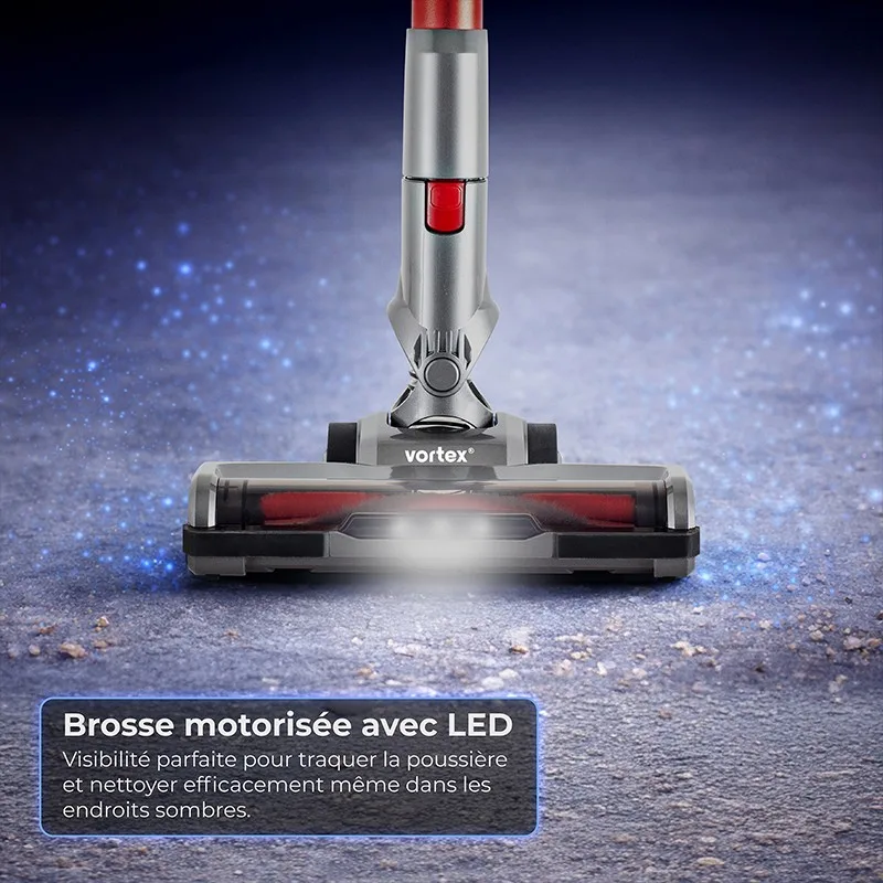 Vortex - Aspirateur balai cyclonique 2 en 1 - 130w - Filtre Hepa - Autonomie(35min) - Lumière Led - Indicateur de batterie - miniature 4 - Zenkaa