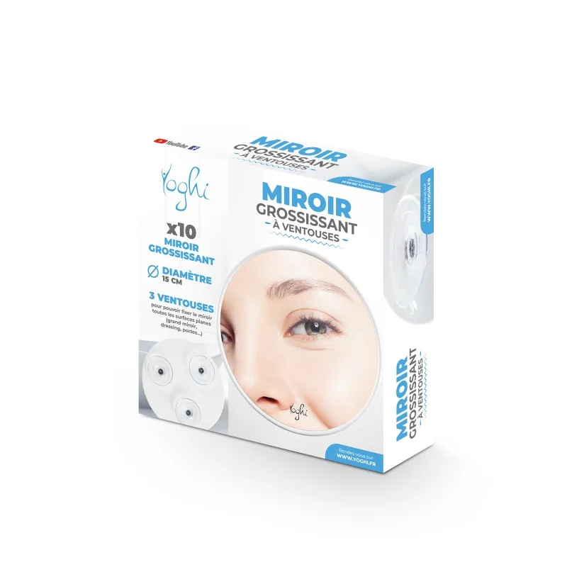 Yoghi - MINI M - Miroir grossissant 10X à ventouses - Métal chromé - Diamètre 15 cm - Fixation murale universelle - miniature 5 - Zenkaa