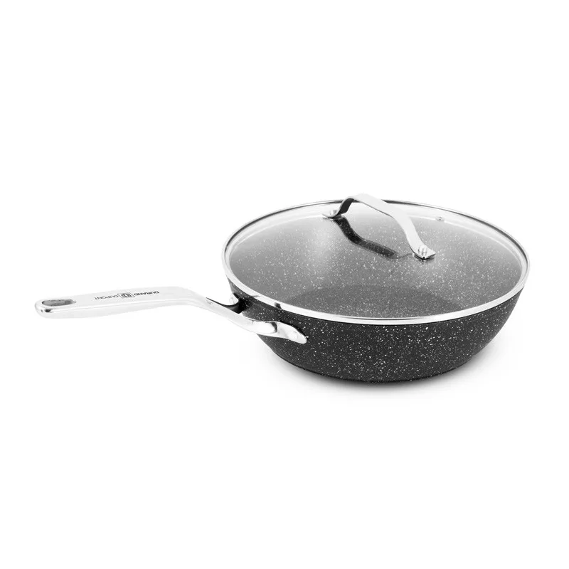 Sauteuse Aluminium Forge 26cm 2.9l Effet Pierre Couvercle Verre TFI - miniature 3 - Zenkaa