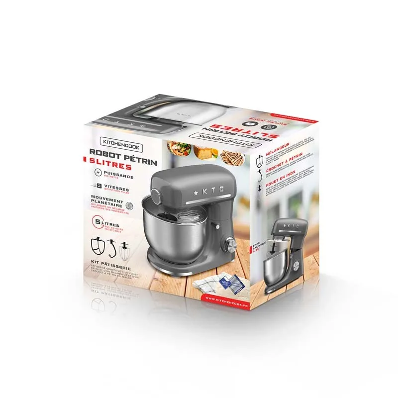 Kitchencook - Robot pâtissier INSPIRON_GREY - 600 W 5 L - Kit pâtisserie - miniature 5 - Zenkaa
